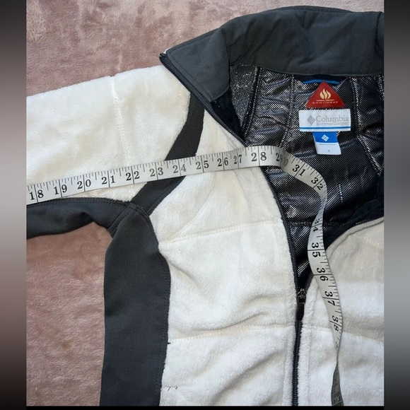 Columbia Omni Heat Womens Fleece Jacket White Color Block Zip Pocket Mock Neck S - Picture 6 of 9